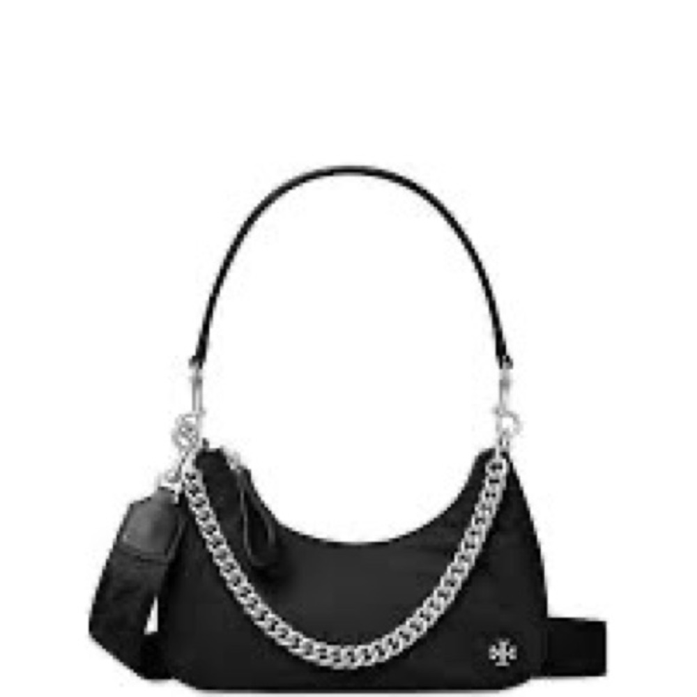 Tory Burch 151 Small Crescent Nylon- Black